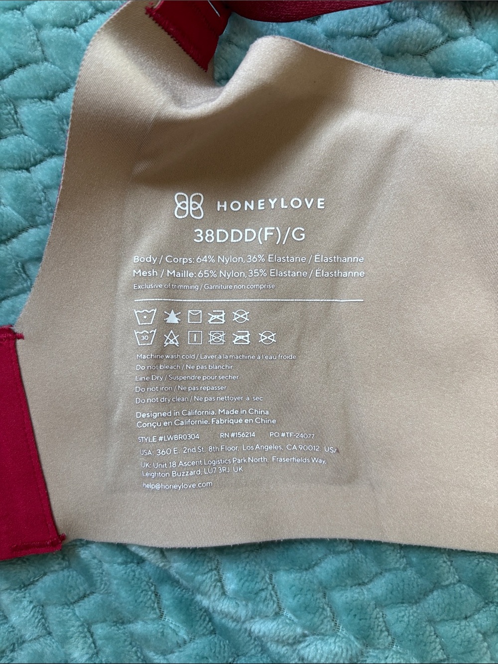 Honeylove Crossover Bra Ruby Red 38DDD(F)/G - Picture 7 of 8